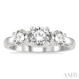 1 1/2 Ctw Round Cut Diamond Three-Stone Ring in 14K White Gold