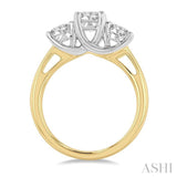 1 1/2 Ctw Round Cut Diamond Three-Stone Ring in 14K Yellow and White Gold