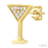 1/10 Ctw Petite Martini Glass Round Cut Diamond Fashion Stud Earrings in 10K Yellow Gold