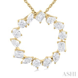 1 Ctw Circle Multi-Cut Diamond Fashion Pendant With Chain in 14K Yellow Gold
