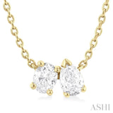 1/3 ctw Toi Et Moi Oval and Pear Cut Diamond Necklace in 14K Yellow Gold