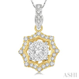 1/4 Ctw Star Lattice Lovebright Round Cut Diamond Pendant With Chain in 14K White and Yellow Gold