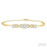3/4 ctw Round Cut Diamond Lovebright Bracelet in 14K Yellow & White Gold