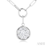 1/4 ctw Lovebright Circular Shape Round Cut Diamond Paper Clip Necklace in 14K White Gold