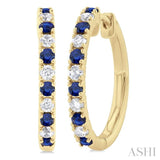1.80 MM Round Shape Sapphire and 1/4 ctw Round Cut Diamond Precious Stack Band in 10K Yellow Gold