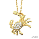 1/10 Ctw Petite Crab Round Cut Diamond Fashion Pendant With Chain in 10K Yellow Gold