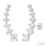 1 Ctw Round Cut Diamond Fashion Climbers in 14K White Gold