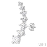 1 Ctw Round Cut Diamond Fashion Climbers in 14K White Gold