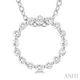 1/10 Ctw Circle Round Cut Diamond Pendant With Chain in Sterling Silver