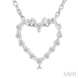 1/10 Ctw Heart Shape Round Cut Diamond Pendant With Chain in Sterling Silver