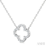 1/8 Ctw Petite Clover Round Cut Diamond Fashion Pendant With Chain in 10K White Gold