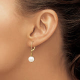 14k 8-9mm Near Round White FWC Pearl Leverback Earrings