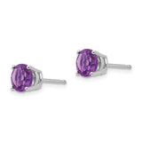 14k White Gold 6mm Amethyst Earrings