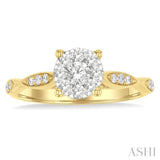 1/2 ctw Round Shape Lovebright Marquise Carved Round Cut Diamond Engagement Ring in 14K Yellow and White Gold