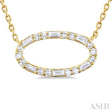 1/5 ctw East-West Oval Shape Fusion Baguette and Round cut Diamond Necklace in 10K Yellow Gold