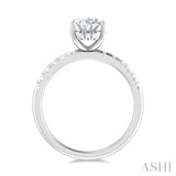 1/3 Ctw Oval Shape Round Cut Diamond Semi Mount Engagement Ring in 14K White Gold