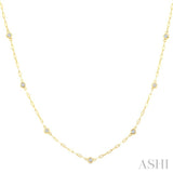 1/4 Ctw Bezel Set Round Cut Diamond Paperclip Station Necklace in 14K Yellow Gold