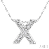 1/20 Ctw Bubble Accent Initial 'X' Round Cut Diamond Fashion Pendant With Chain in Sterling Silver