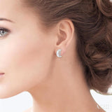 1/10 Ctw Split Dome Shape Round Cut Diamond Bold Half Hoop Earrings in Sterling Silver