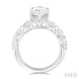 1.00 Ctw Marquise Shape Marquise and Round Cut Diamond Semi Mount Engagement Ring in 14K White Gold