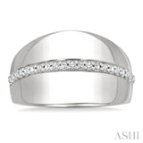 1/10 Ctw Bold Wide Center Round Cut Diamond Fashion Ring in Sterling Silver