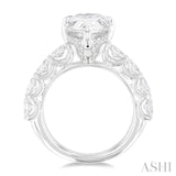 1 1/3 Ctw Pear Shape Oval and Round Cut Diamond Semi Mount Engagement Ring in 14K  White Gold