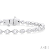 3.00 Ctw East-West Bezel Set Marquise Cut Diamond Tennis Bracelet in 14K White Gold