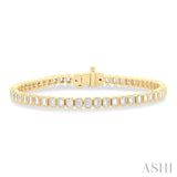 5 1/2 Ctw North-South Bezel Set Emerald Cut Diamond Tennis Bracelet in 14K Yellow Gold