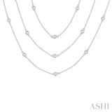 2 Ctw Bezel Set Round Cut Diamond 60-Inch Long Station Necklace in 14K White Gold