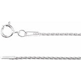 Rhodium-Plated Sterling Silver 1 mm Wheat 16" Chain