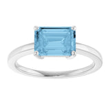 Platinum Natural Sky Blue Topaz Ring