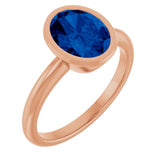 14K Rose Lab-Grown Blue Sapphire Ring