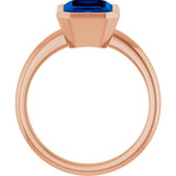 14K Rose Lab-Grown Blue Sapphire Ring