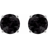 14K White Gold 6 mm Natural Black Onyx Earrings