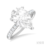 1/3 Ctw Pear Shape Round Cut Diamond Semi Mount Engagement Ring in 14K White Gold