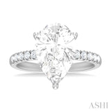 1/3 Ctw Pear Shape Round Cut Diamond Semi Mount Engagement Ring in 14K White Gold