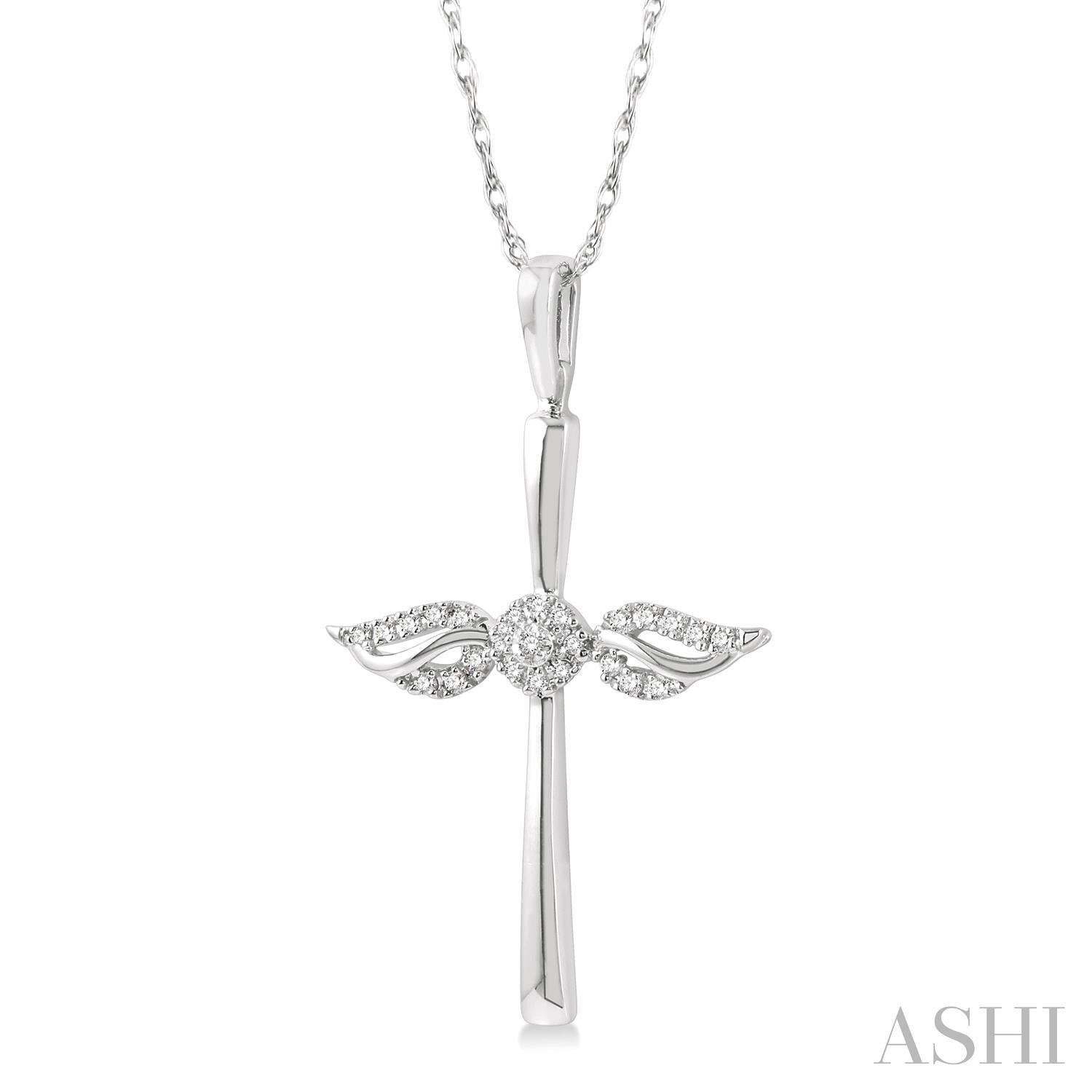 Angel Wings Cross Petite Diamond Pendant