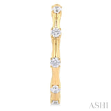 1/3 Ctw Bamboo Shoot Inspired Round Cut Diamond Fashion Half Hoop Earrings in 14K Yellow Gold