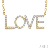 1/5 Ctw 'Love' Block Round Cut Diamond Necklace in 10K Yellow Gold