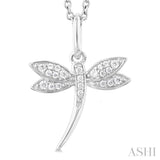 1/10 Ctw Petite Dragonfly Round Cut Diamond Fashion Pendant With Chain in 10K White Gold