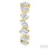 1 1/2 Ctw Scatter Mixed Diamond Cut Fashion Half Hoop Earring in 14K Yellow Gold