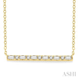 1/6 Ctw Baguette and Round Cut Diamond Petite Bar Necklace in 10K Yellow Gold