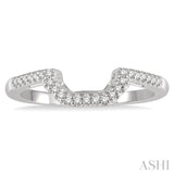 1/8 Ctw U-Shape Center Round Cut Diamond Wedding Band in 14K White Gold