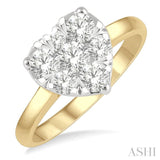 1 Ctw Round Cut Diamond Heart Shape Lovebright Ring in 14K Yellow and White Gold