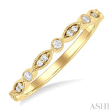 1/10 Ctw Marquise and Circular Motif Carved Round Cut Diamond Stackable Wedding Band in 14K Yellow Gold