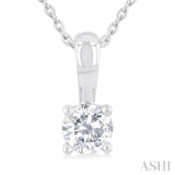 1/2 Ctw Prong Set Round Cut Diamond Solitaire Pendant With Chain in 14K White Gold