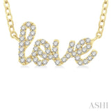 1/6 Ctw 'Love' Script Round Cut Diamond Necklace in 10K Yellow Gold