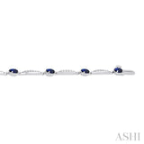 1/4 ctw Oval Cut 4X3 MM Sapphire and Round Cut Diamond Precious Bracelet in 10K White Gold