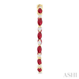 4X2MM Marquise Cut Ruby and 3/8 ctw Round Cut Diamond Precious Inside-Out Hoop Earrings in 14K Yellow Gold