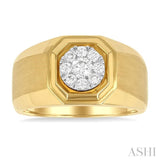 1/2 ctw Octagonal Shape Lovebright Round Cut Diamond Men's Ring in 10K Yellow and White Gold